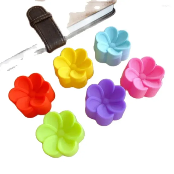 Moldes de cozimento 10pcs 5cm DIY Handmade Silicone Flor Forma Bolo Moldes Muffin Chocolate Cupcake Forro Pudim Molde