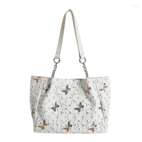 Taille Taschen Damen Tasche Große Kapazität Eine Schulter Pailletten Kette Canvas Tote Mode Schmetterling Styling Handtasche