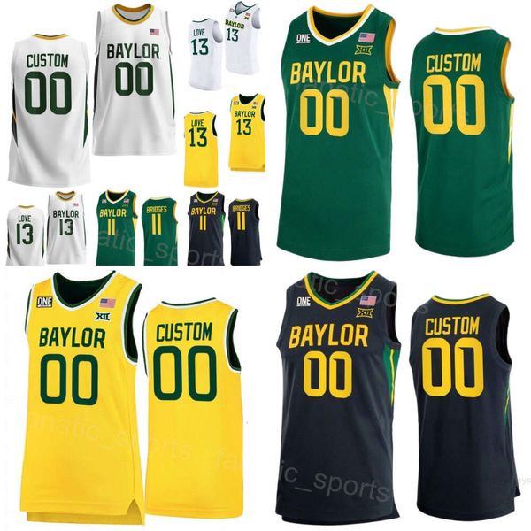 University Basketball 2 Jayden Nunn Jersey Baylor Bears College 10 RayJ Dennis 13 Langston Love 21 Yves Missi 11 Jalen Bridges 4 Walter Stitched Nome personalizzato Numero