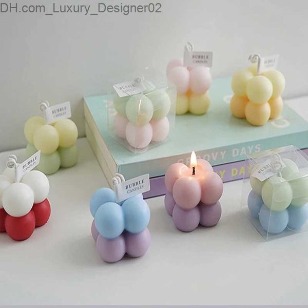 Candele Ins piccolo cubo di bolle candela decorazioni per la stanza candele profumate estetiche aromatiche e decorative souvenir creativi per gli invitati al matrimonio Q240127