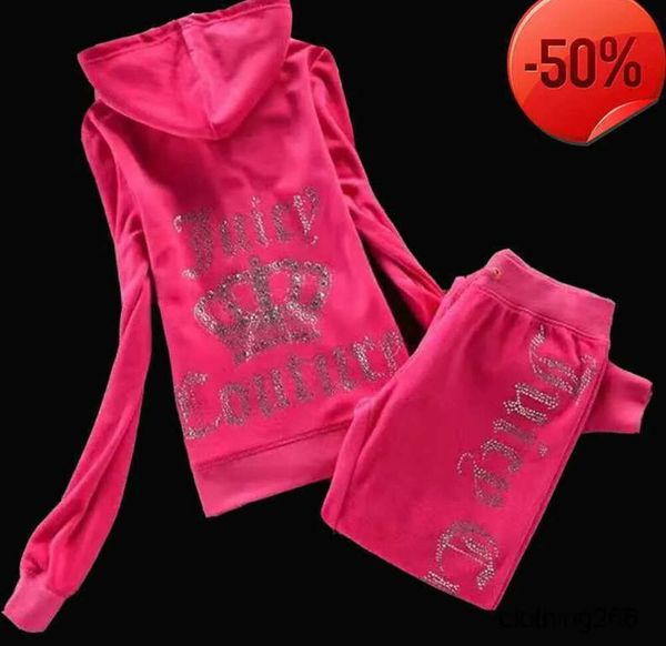 Juicy Tuta da donna Velluto di marca Tuta da cucito in velluto Felpe con cappuccio e pantaloni Set Apple Met 99