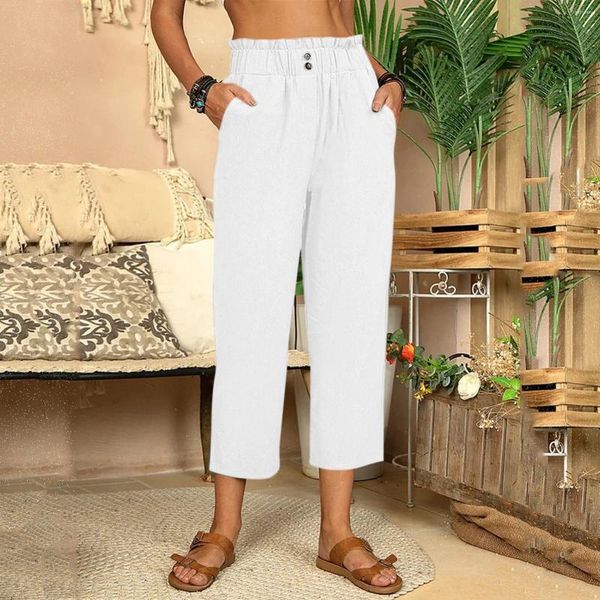 Pantaloni da donna attillati bianchi per pantaloni casual da donna tascabili con donna