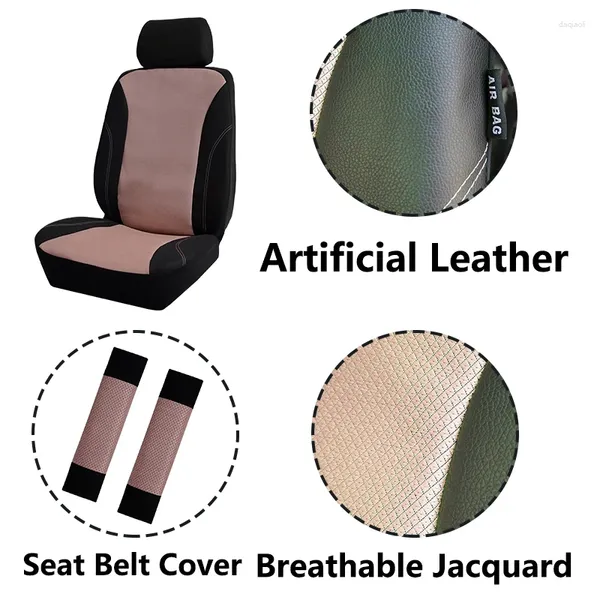 Coprisedili per auto AUTO PLUS Accessori Ragazze Peluche 2 Anteriori in pelle jacquard di dimensioni universali Set completo con borsa posteriore per cintura di sicurezza