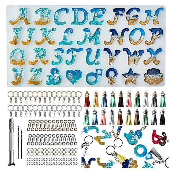 Chaveiros Reverse Letter Resin Kit Silicone para DIY e Decorativo Epoxy Keychain Making Set