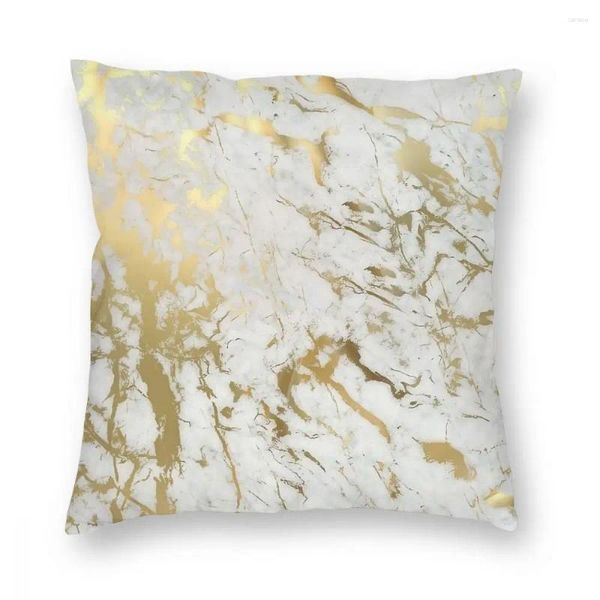 Kissen Gold Marmor auf weißem Überwurf S für Sofa Moderner geometrischer grafischer lässiger Kissenbezug
