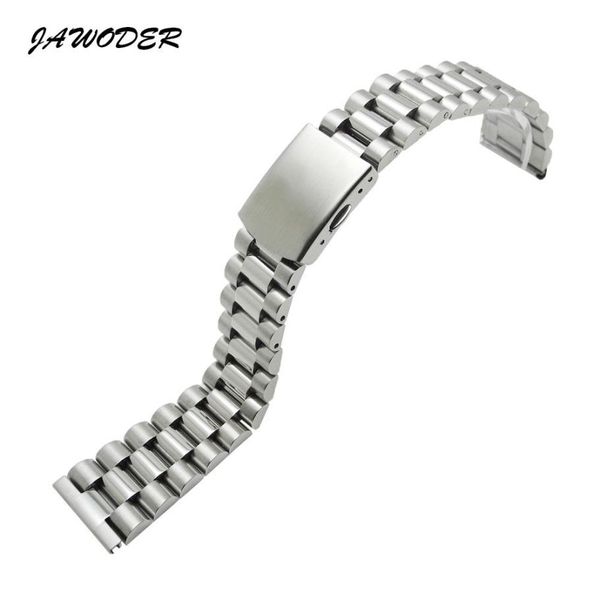 Jawoder pulseira de relógio 16 18 20 22mm puro sólido aço inoxidável polimento escovado pulseira de relógio implantação fivela bracelets208m