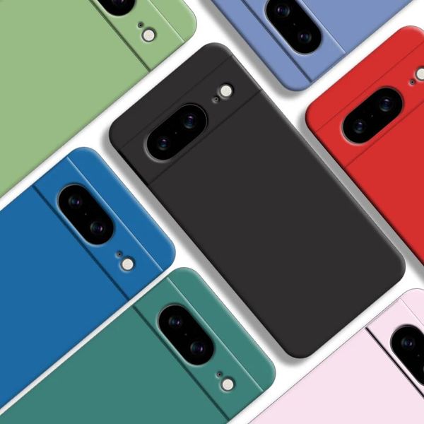 Silicone líquido para Google Pixel 8 7 6 Pro 6A 7A Capa de proteção de silicone em gel macio