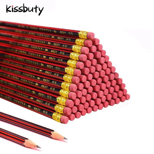30/50/100 шт./лот, карандаш для эскизов, деревянные графитовые карандаши, карандаш HB с ластиком, детский карандаш для рисования, школьные канцелярские принадлежности 240122