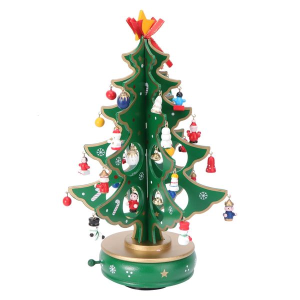 Albero di Natale Carillon classico in legno con design a orologeria Albero di Natale con pendenti in miniatura per il regalo di compleanno di San Valentino 240118