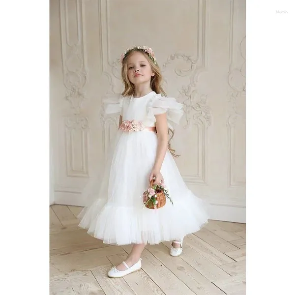 Girl Dresses Real Pictures Abito di fiori in chiffon per la festa di nozze Prima Comunione 2024 Little Bride Gowns Junior Bridesmaid