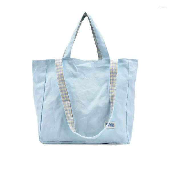 Сумки для покупок, 1 шт., 2-сторонние большие женские клетчатые сумки на плечо, многоразовые 6 цветов, холщовые женские студенческие сумки с книгой, продуктовая сумка-тоут