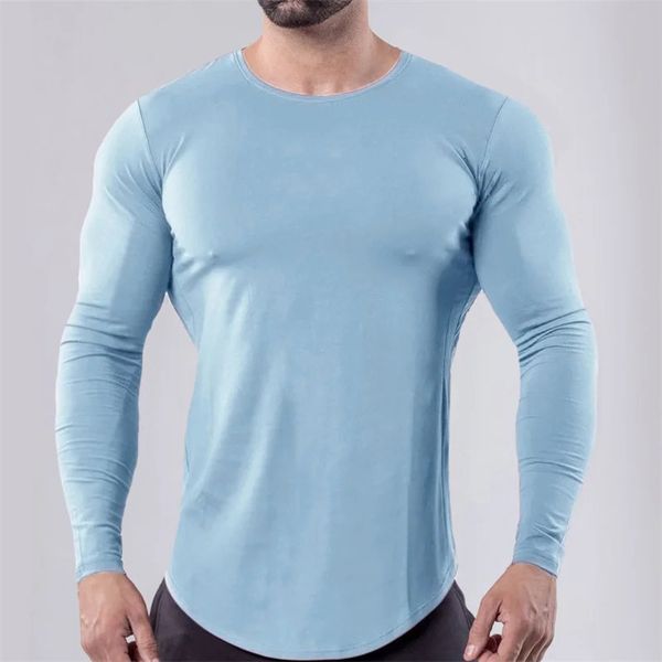 Maglietta da uomo a compressione da corsa Maglietta sportiva a maniche lunghe Allenamento Palestra Bodybuilding Top Collant fitness Maglia da calcio uomo 240119