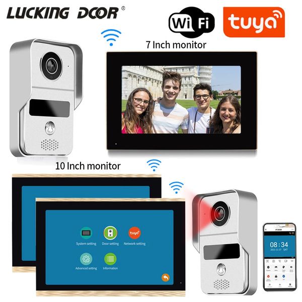 7-дюймовый видеодомофон Tuya, Wi-Fi, уличный дверной звонок, водонепроницаемый IP65, домофон, умный дом, беспроводная телефонная камера 240123