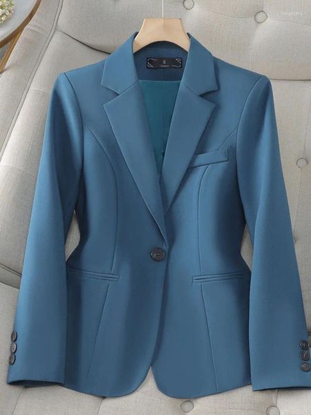 Abiti da donna Elegante Blazer Cappotto per donna Manica lunga Moda Giacca da ufficio coreana Solid Slim Singola fibbia 2024 Cappotti Primavera Estate