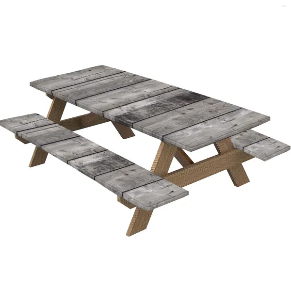 Tovaglia Assi Di Legno Texture A Strisce Verticali Picnic E Panca Tovaglia Con Bordo Elastico Per Feste Di Natale