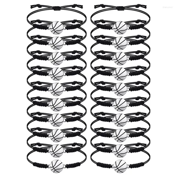 Link pulseiras 20 peças basquete ajustável charme pulseira cordão trançado com