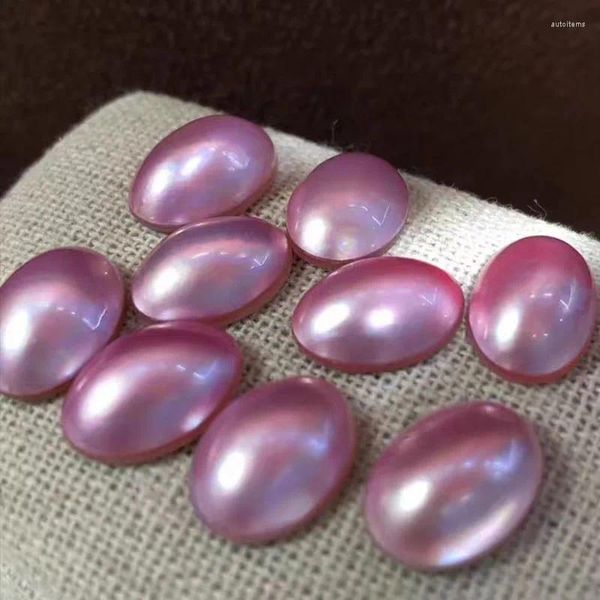 Pedras preciosas soltas contas de uma peça rosa pérola do mar do sul mabe formato oval 9 13mm atacado para joias diy