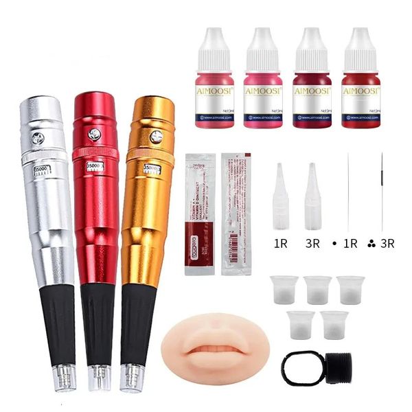 Conjunto de máquina de tatuagem maquiagem permanente sobrancelha lábios universal suprimentos de arte corporal adequado para iniciantes conjunto de equipamentos de microblading 240124