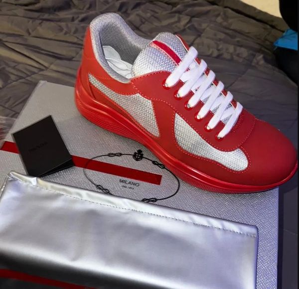 2024ss American's Cup sneakers in morbida gomma e tessuto da bici ballerine basse in pelle opaca rossa rossa America Cups Scarpe da ginnastica firmate di lusso la sua taglia di alta qualità 38-47Box