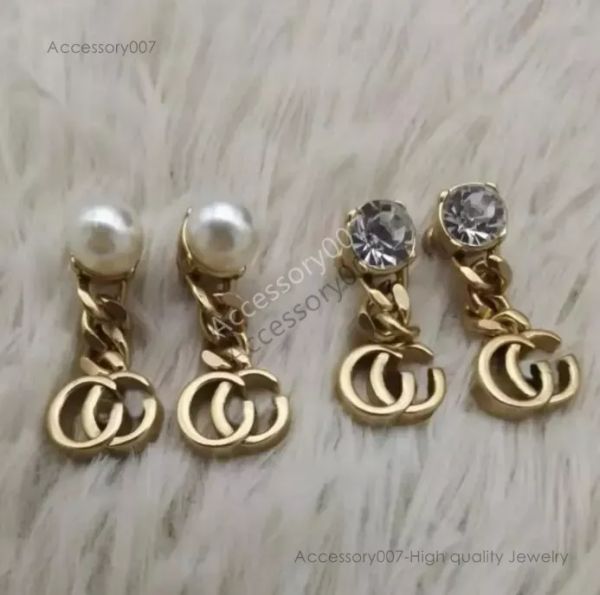 Designer de jóias brinco moda pérola diamante balançar brincos aretes para mulheres festa casamento noivado amantes presente jóias com caixa