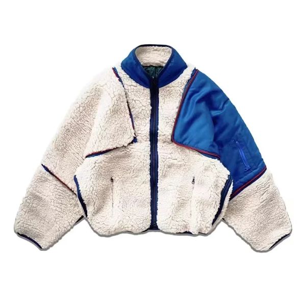Warme Jacke aus Lammkaschmir-Baumwolle für Damen und Herren, beige Oberbekleidung