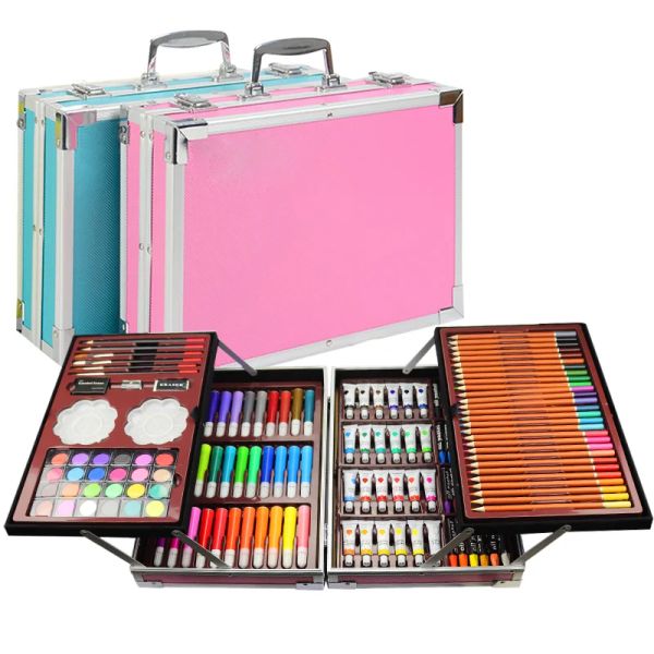 Setler Sanat Boyama Seti 145/150/168/208 PCS Su Renkli Kalem Boya Yağı Pastel Renkli Kalem Çizim Kırtasiye Hediye Kiti Çocuklar İçin