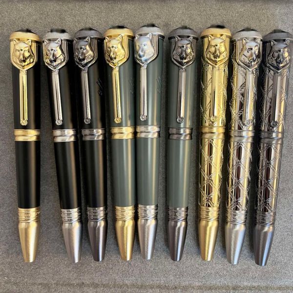 29 modelli Wolf Head Edizione limitata Scrittori Rudyard Kipling Signature Roller Penna a sfera con inchiostro Penna a sfera Design unico Scrittura di cancelleria per ufficio con numero di serie