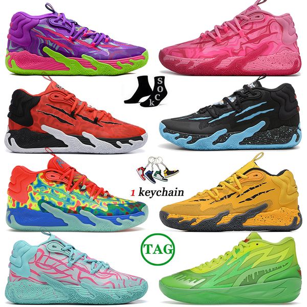 Top Lamelo Ball MB 01 02 03 Tênis de basquete Rick Vermelho Verde e Morty Roxo Azul Cinza Preto Rainha Buzz City Melo Sports Superstars Trainner Tênis Amarelo Top Quailty