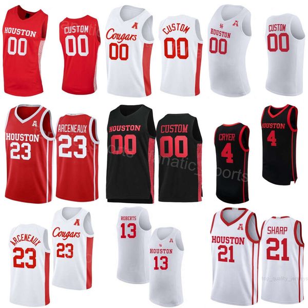 University Basketball 11 Damian Dunn Jersey Cougars College 21 Emanuel Sharp 5 JaVier Francis 13 JWan Roberts 23 Terrance Arceneaux 4 LJ Cryer Black Red White Team