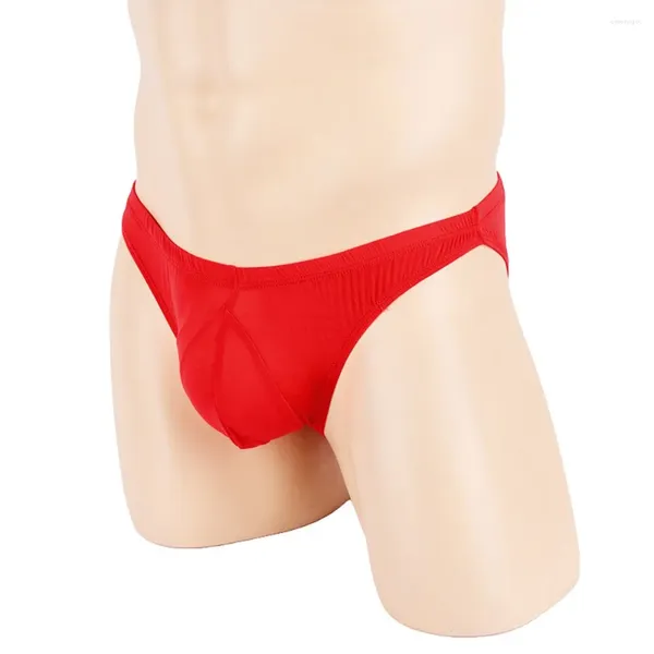 Cuecas masculinas cuecas de seda gelada biquíni cuecas elásticas ruched costas tanga lingerie a cor real do item pode ser ligeiramente diferente