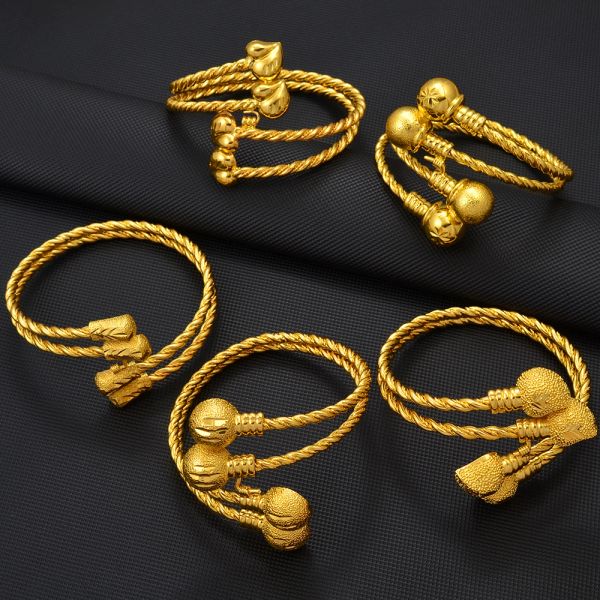 Äthiopischer Armreif aus 14 Karat Gelbgold für Frauen, arabisches Dubai-Armband, Schmuck, afrikanische Accessoires, neu