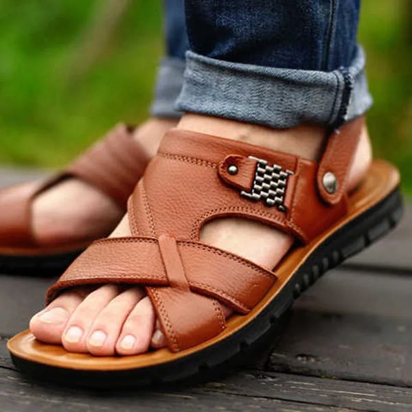 Klassische Leder Sommer 48 Große Größe Schuhe Hausschuhe Weiche Sandalen Männer Römischen Bequeme Outdoor Walking Schuhe 24011 37