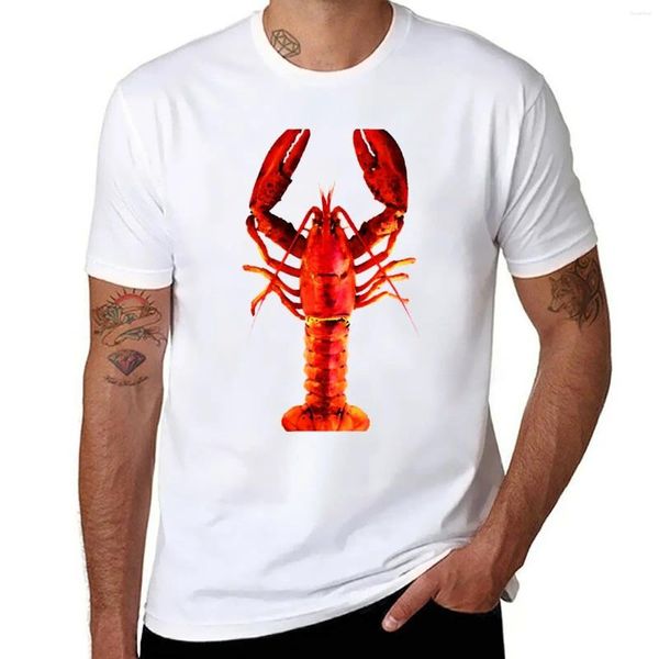 Polos masculinos Red Lobster - Camiseta de arte de frutos do mar de corpo inteiro Roupas vintage Camisetas de verão para homens