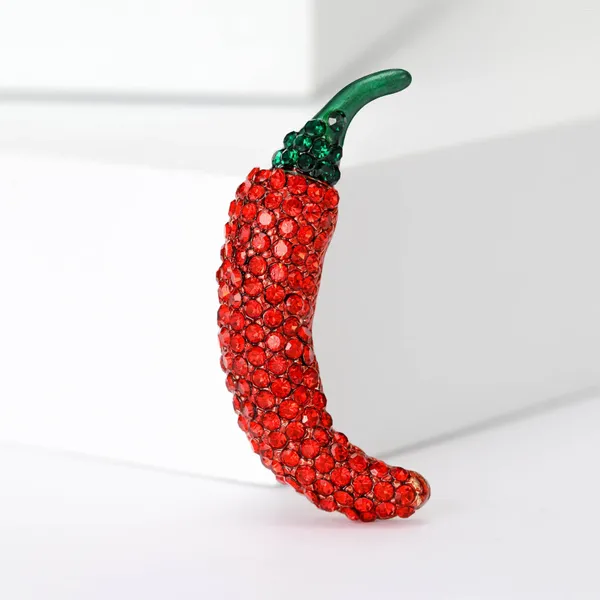 Broches de strass pimenta vermelha pimenta legumes para mulheres unissex meninas terno acessórios de vestido pinos bijuterias festa joias diárias