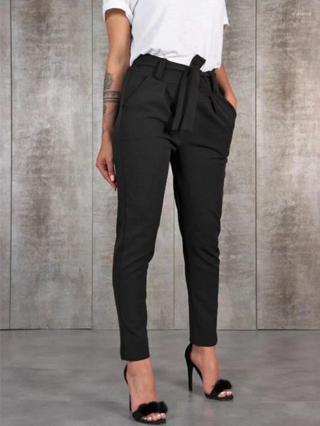 Kadın Pantolon 2024 İlkbahar Yaz Sonbahar Sıradan İnce Şifon Kadınlar için İnce Yüksek Bel Siyah Khaki Yeşil Kadın Pantolon