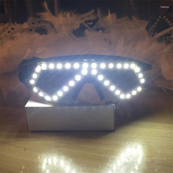 Decorazione per feste LED Occhiali lampeggianti luminosi Bar DJ Natale Halloween Masquerade Eyewear Maschera divertente