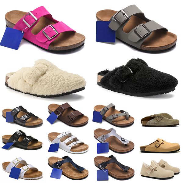 AAA+ Kalite Toka Birkinstocks Sliders Slipers Kadınlar Erkek Slaytlar Yaz Cork Sandalet Moda Lüks Tasarımcı Slayt Sandal tıkanıkları Bostonlar Favori Boyut 36-45