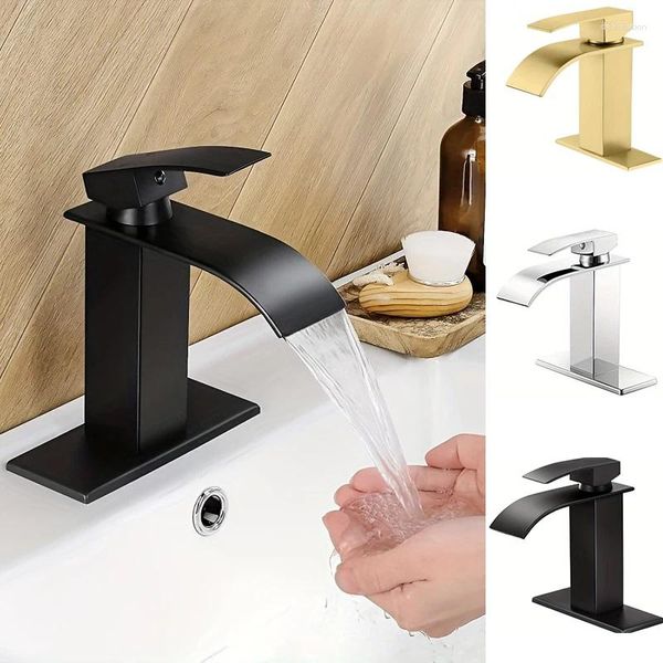 Banyo Lavabo muslukları 1 PCS Metal ve Soğuk Su Musluğu Tek Terap Paslanmaz Çelik Şelale Seramik Deliği Tuvalet