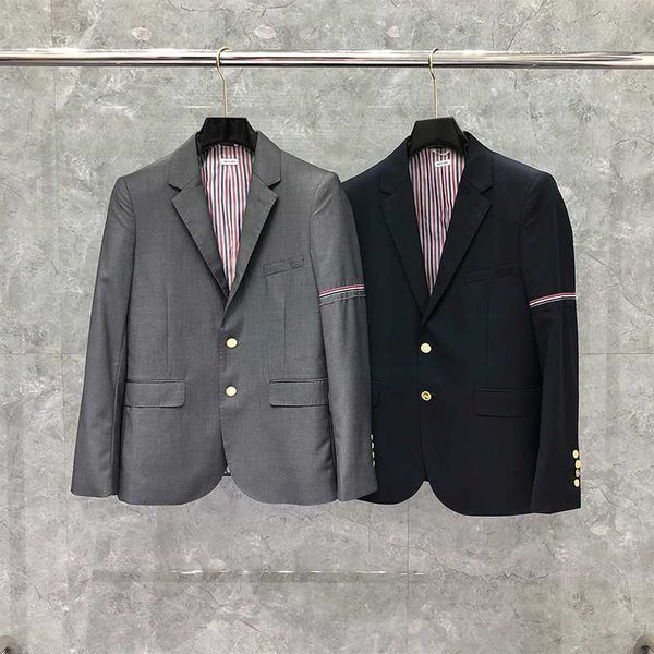 Tb thom formal blazer masculino britânico casual terno fino jaqueta primavera outono listrado manga design de alta qualidade casaco lã topos e99