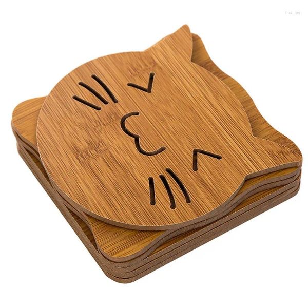 Tischsets 250 teile/los Nette Hohle Form Untersetzer Holz Matte Kreative Non-slip Isolierung Küche Esszimmer Zubehör Liefert Produkte