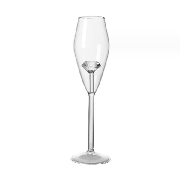Yaratıcı 3D Clear Diamond Gül Cam Birleştirme Kırmızı Beyaz Şarap Gözlükleri Kupa Zarif Şampanya Flüt Kadlar Ev Hediyeleri