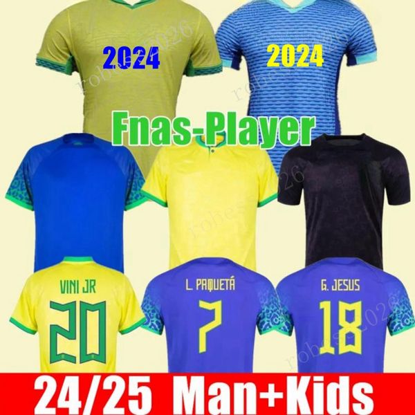 2024 Brazils Soccer Jersey NEYMAR Brasil CASEMIRO National Tea G.JESUS P.COUTINHO Hoe Away Homens Crianças L.PAQUETA T.SIA PELE MARCELO VINI Jr Camisa de futebol