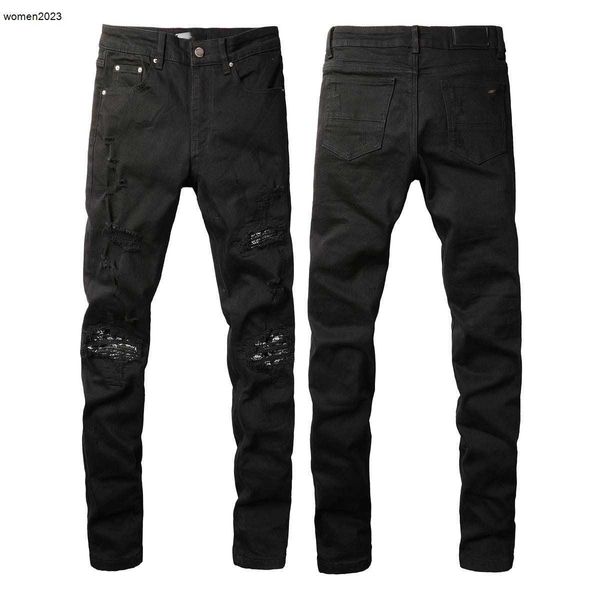 Tasarımcı Kot Pantolon Mor Kot Pantolon Mens Old Jean Sıkıntılı Yırtık Biker İnce Fit Motosiklet Manss Yığılmış Pantolon Logo Kot Panolar 27 Ocak