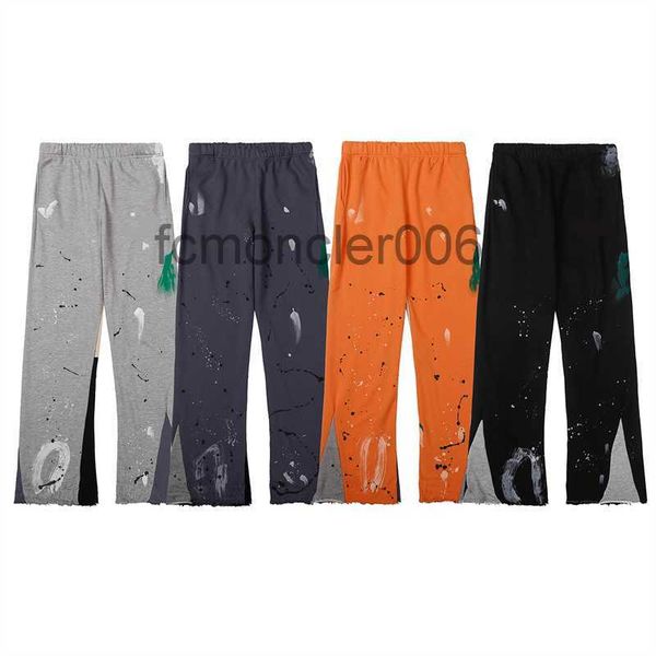 Designer calças masculinas galerias sweatpants carta manchada dept rint homens mulheres casal solto versátil casual reto 077q