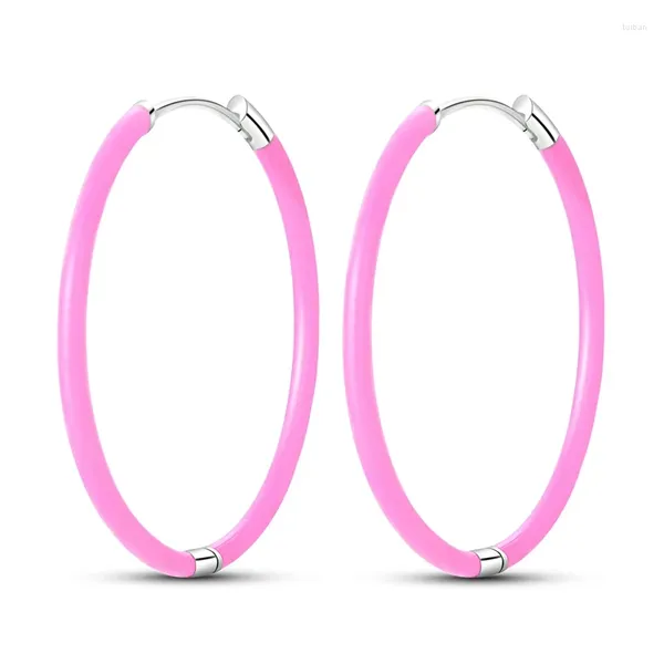 Orecchini a cerchio in argento sterling 925 rosa a forma rotonda con zirconi, carino stile civetta, regalo da ragazzina elegante per donne e ragazze