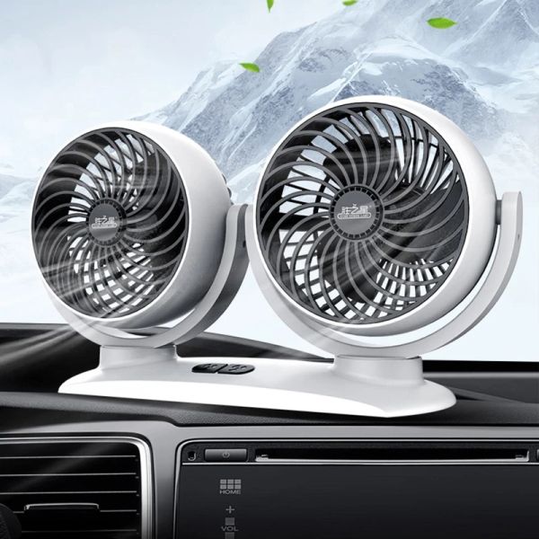 Ventilatoren 3 Gänge Mini-Auto-Lüfter Tragbarer elektrischer Auto-Lüfter Cooler USB-12-V-Doppelkopf-Lüfter für Auto-Heim-Desktop-Luftzirkulator