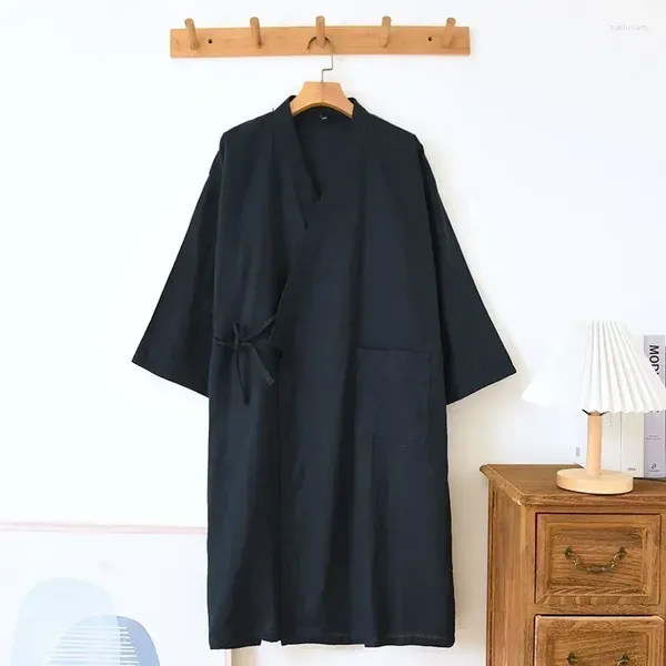 Mulheres sleepwear primavera suor algodão solto outono roupão masculino e 2024 casais japoneses robe cozido no vapor