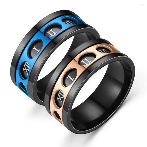 Clusterringe BAECYT Titan Edelstahl Römische Ziffern Ring Rotation Druckentlasten Für Männer Frauen Modeschmuck Zubehör