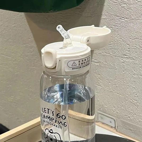 Bottiglie d'acqua Bicchiere di plastica con cannuccia Semplice, grande capacità, portatile, resistente alle cadute e strumento da barra