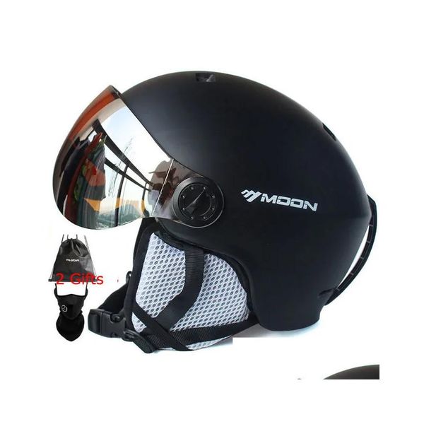 Caschi da sci Casco da sci Moon con occhiali Pceps modellati integralmente Sport all'aria aperta di alta qualità Snowboard Skateboard Drop Delivery Dhuvj